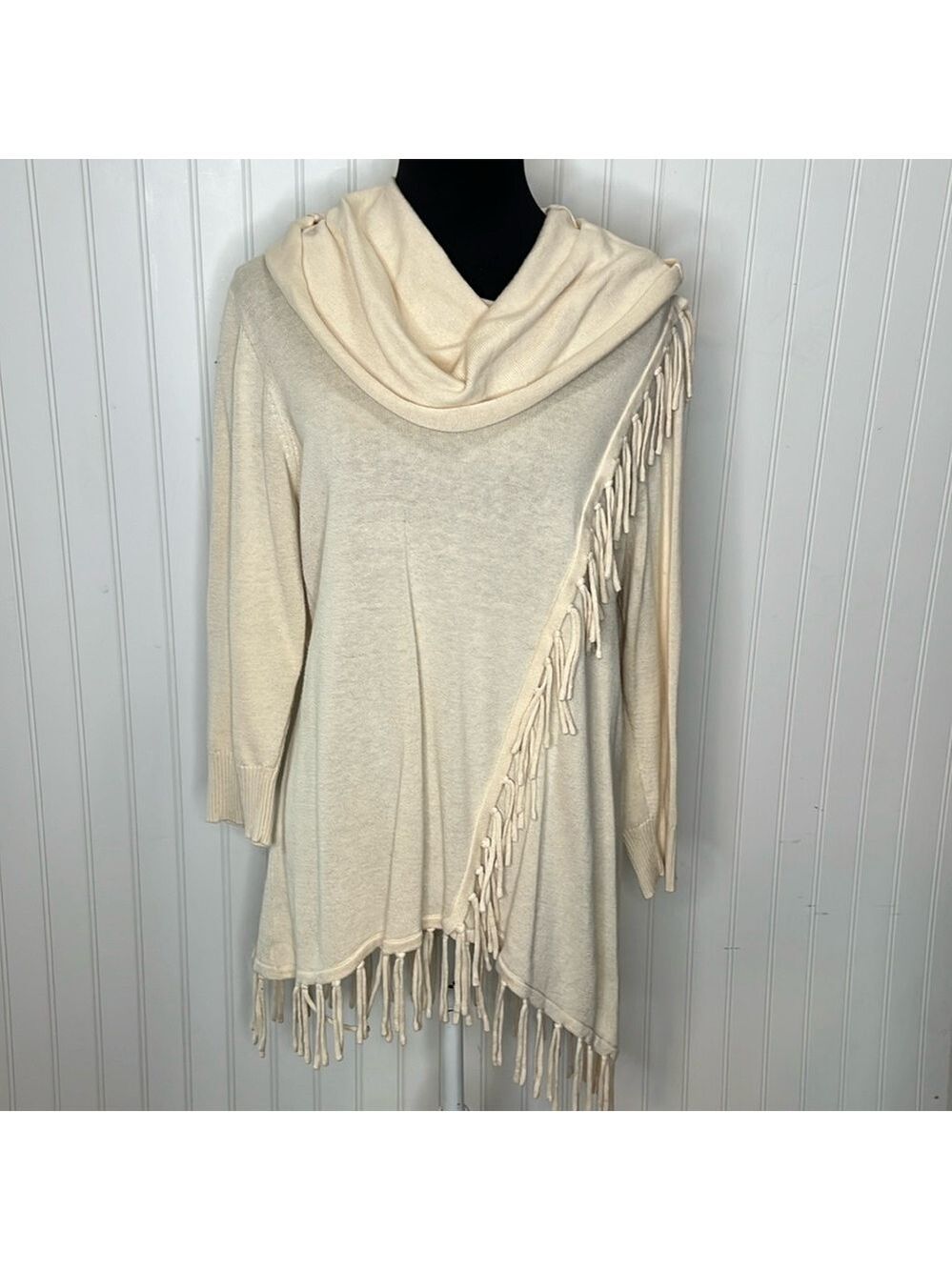 Reba Cowl Fringed Sweater Size Large**